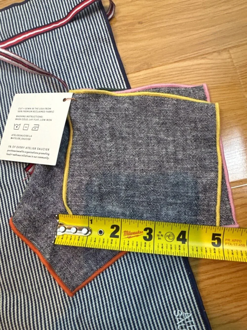 NWT Atelier Saucier Cocktail Napkins Set of 4 Reclaimed Fabric Made in USA